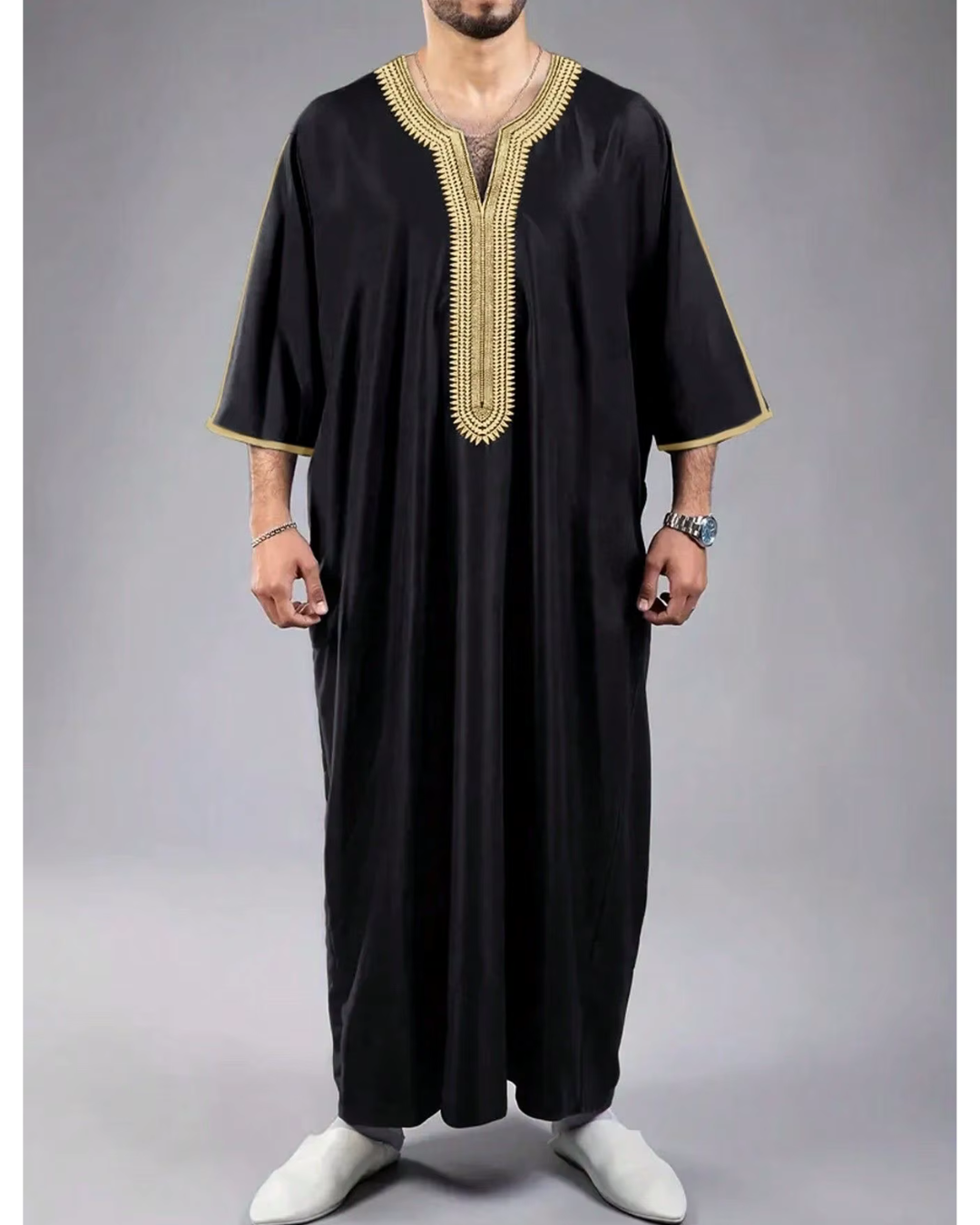 Black Moroccan Style Thobe