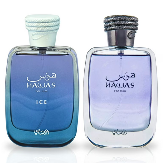 Rasasi Hawas & Hawas Ice Perfume Bundle – Premium Arabian Fragrances for Men