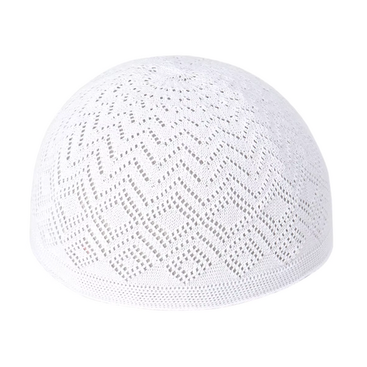 White Breathable Prayer Cap - One Size Fits All